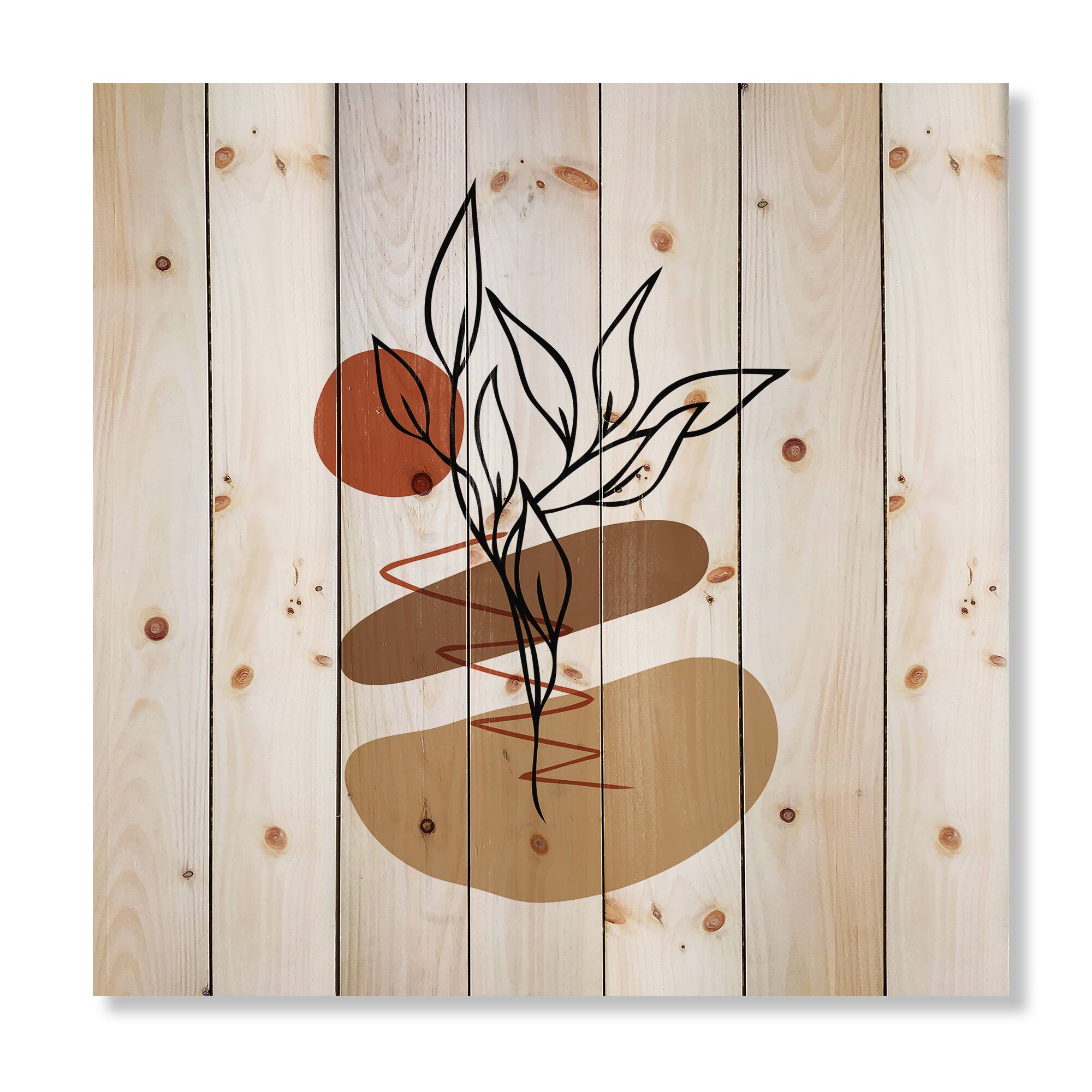 Designart - Elementary Shapes With Abstract Flowers Plants II